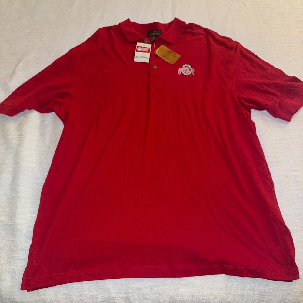 Antigua NCAA Ohio State Buckeyes Polo Shirt Mens XL Red Collegiate Licensed‎ OSU